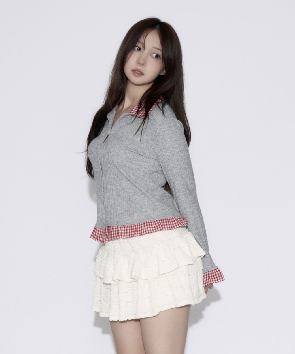 Gingham Check Rib Cardigan / ギンガムチェックリブカーディガン