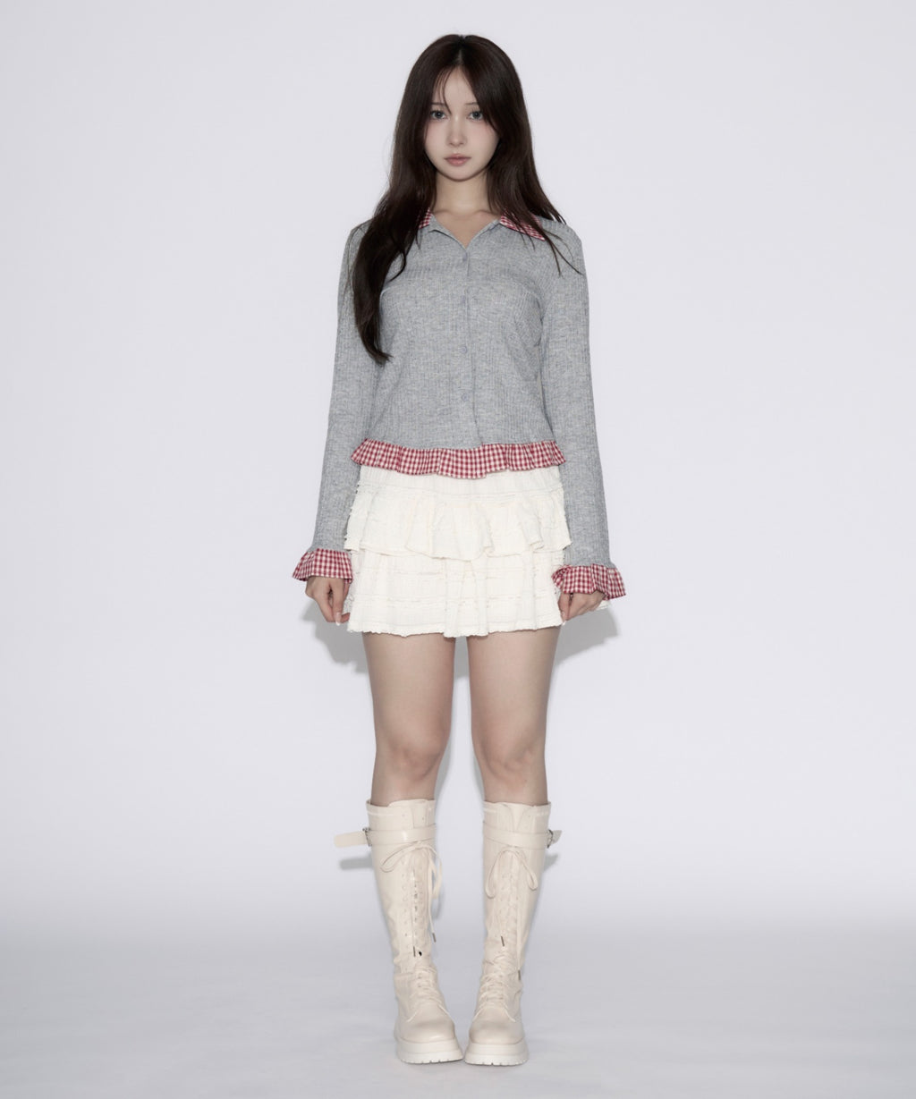 Gingham Check Rib Cardigan / ギンガムチェックリブカーディガン
