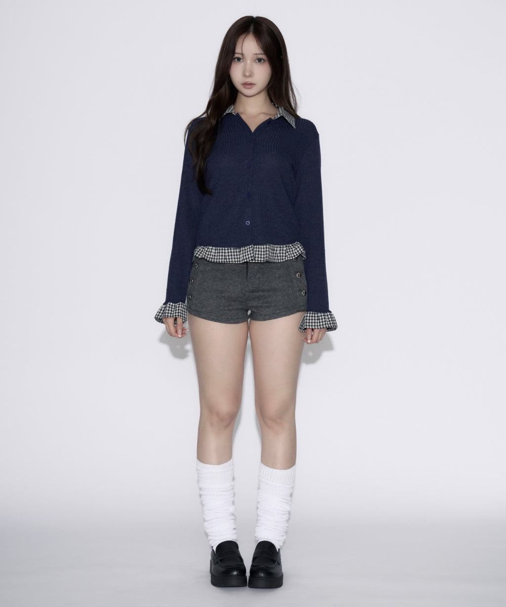 Gingham Check Rib Cardigan / ギンガムチェックリブカーディガン
