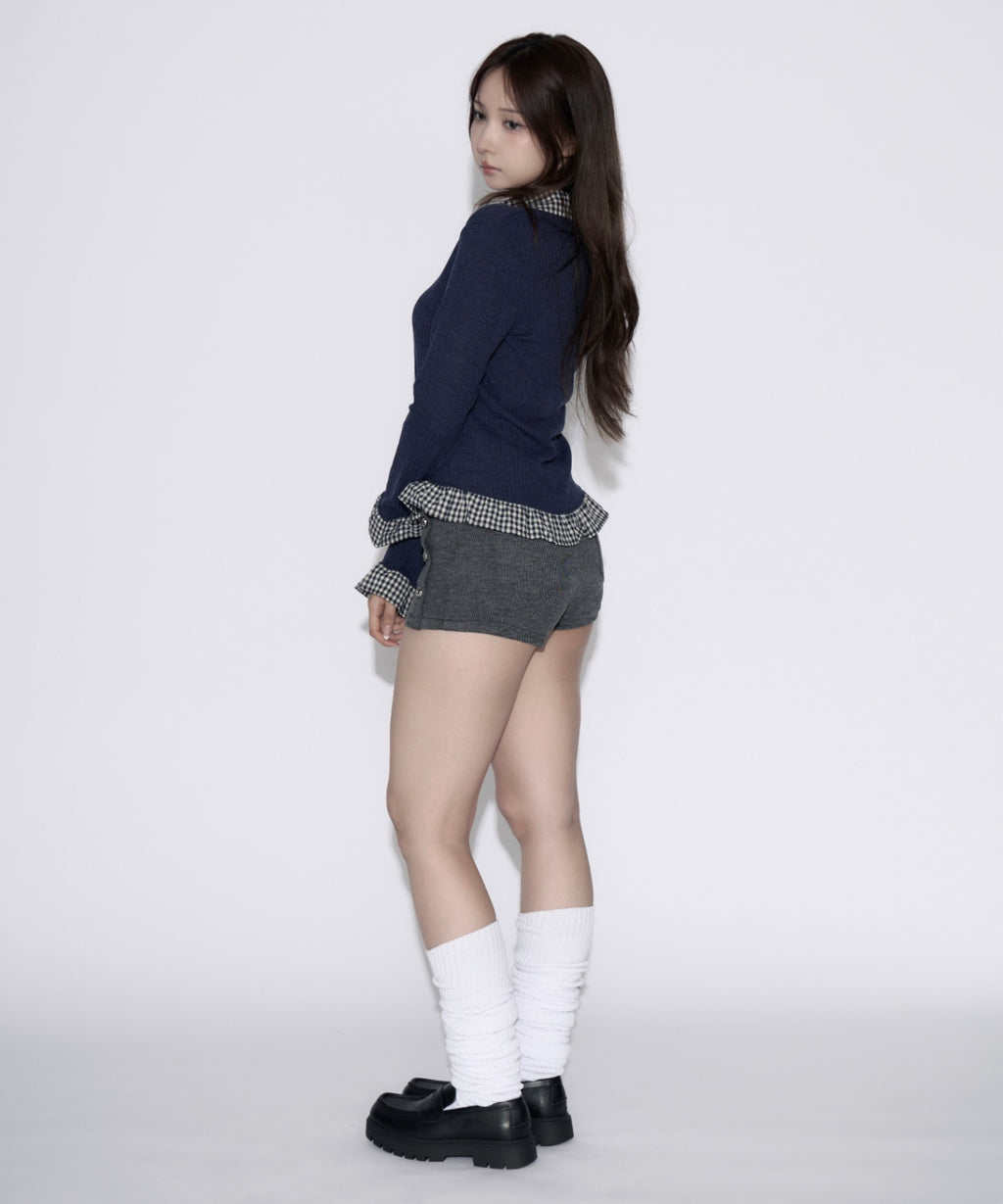 Gingham Check Rib Cardigan / ギンガムチェックリブカーディガン