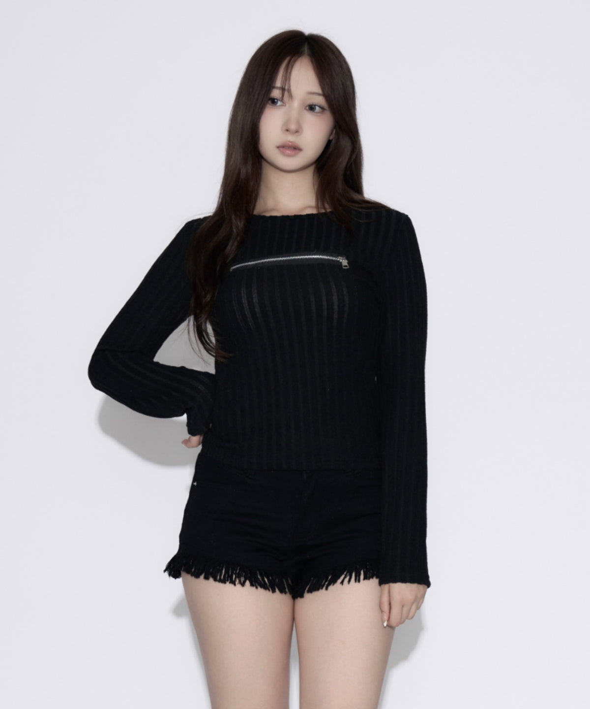 Open-Zip Short Knit / オープンジップショートニット