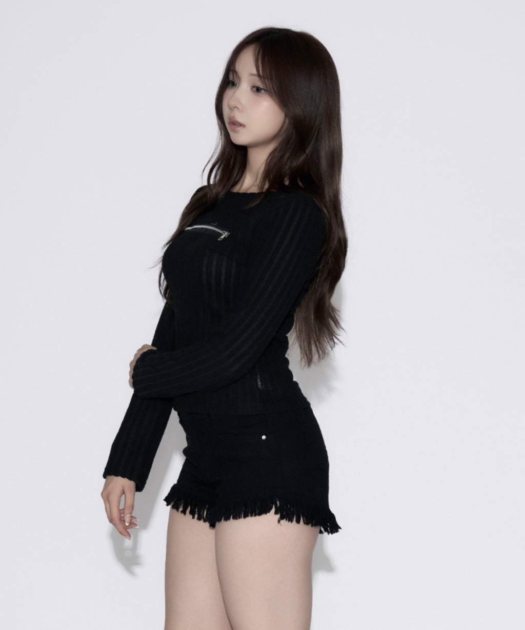 Open-Zip Short Knit / オープンジップショートニット