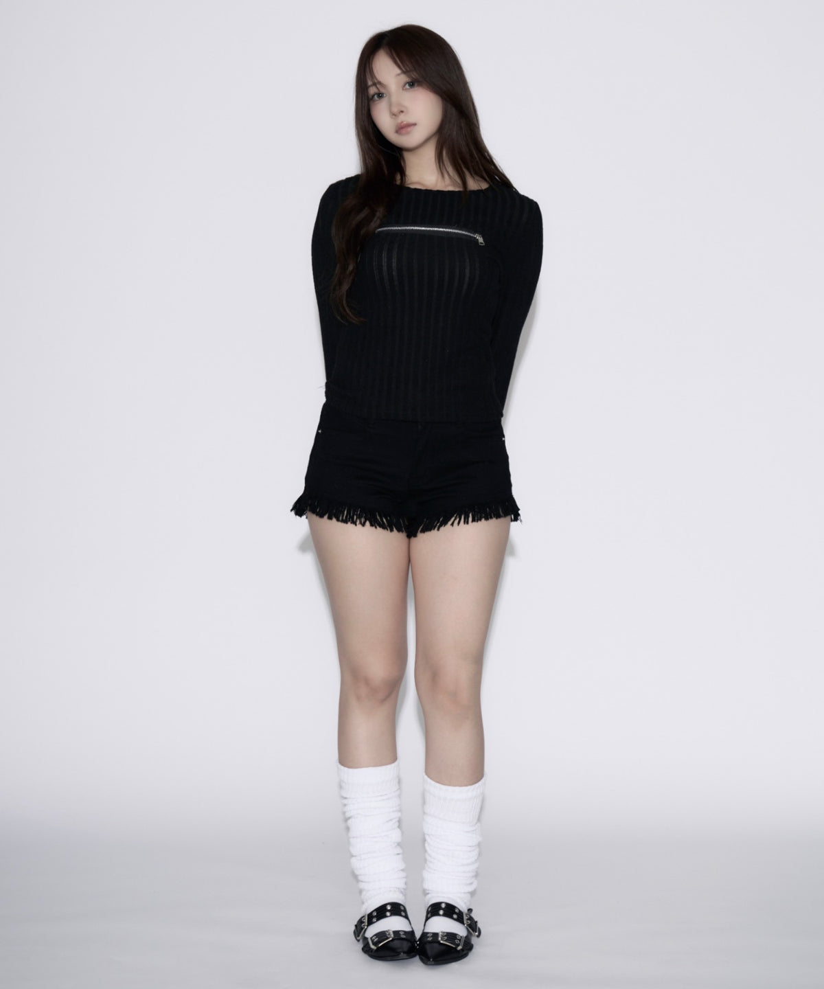 Open-Zip Short Knit / オープンジップショートニット