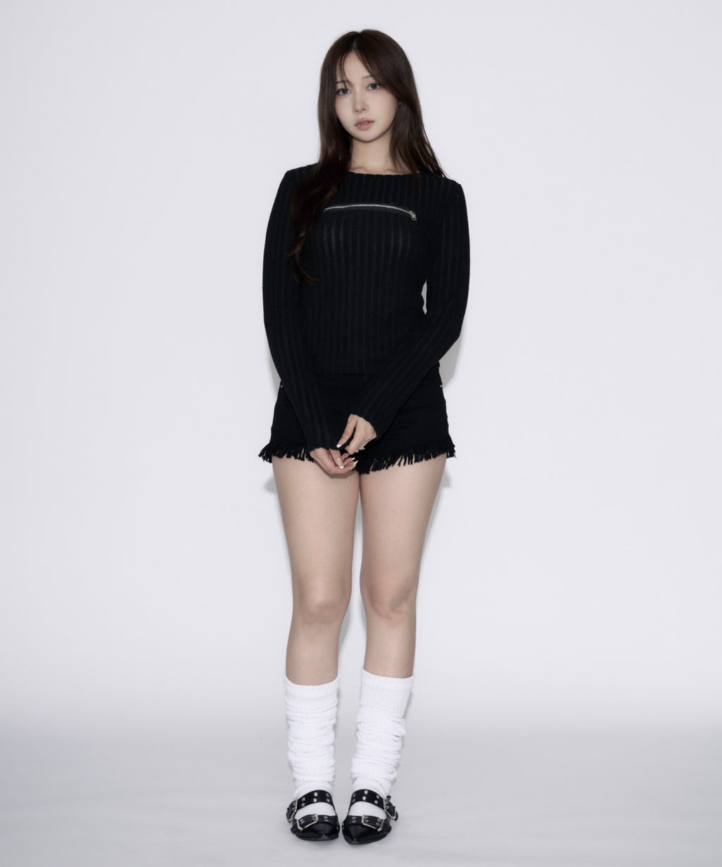Open-Zip Short Knit / オープンジップショートニット