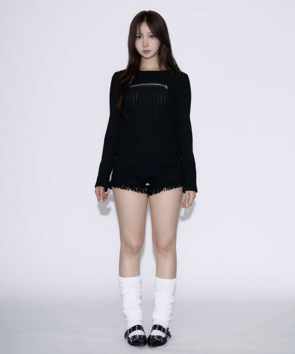 Open-Zip Short Knit / オープンジップショートニット