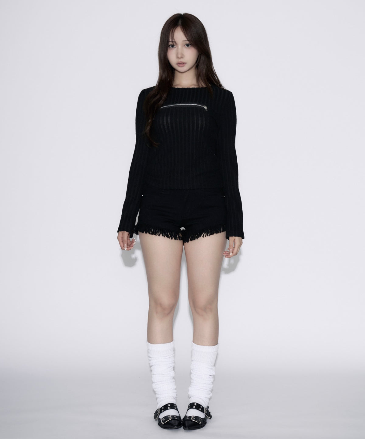 Open-Zip Short Knit / オープンジップショートニット