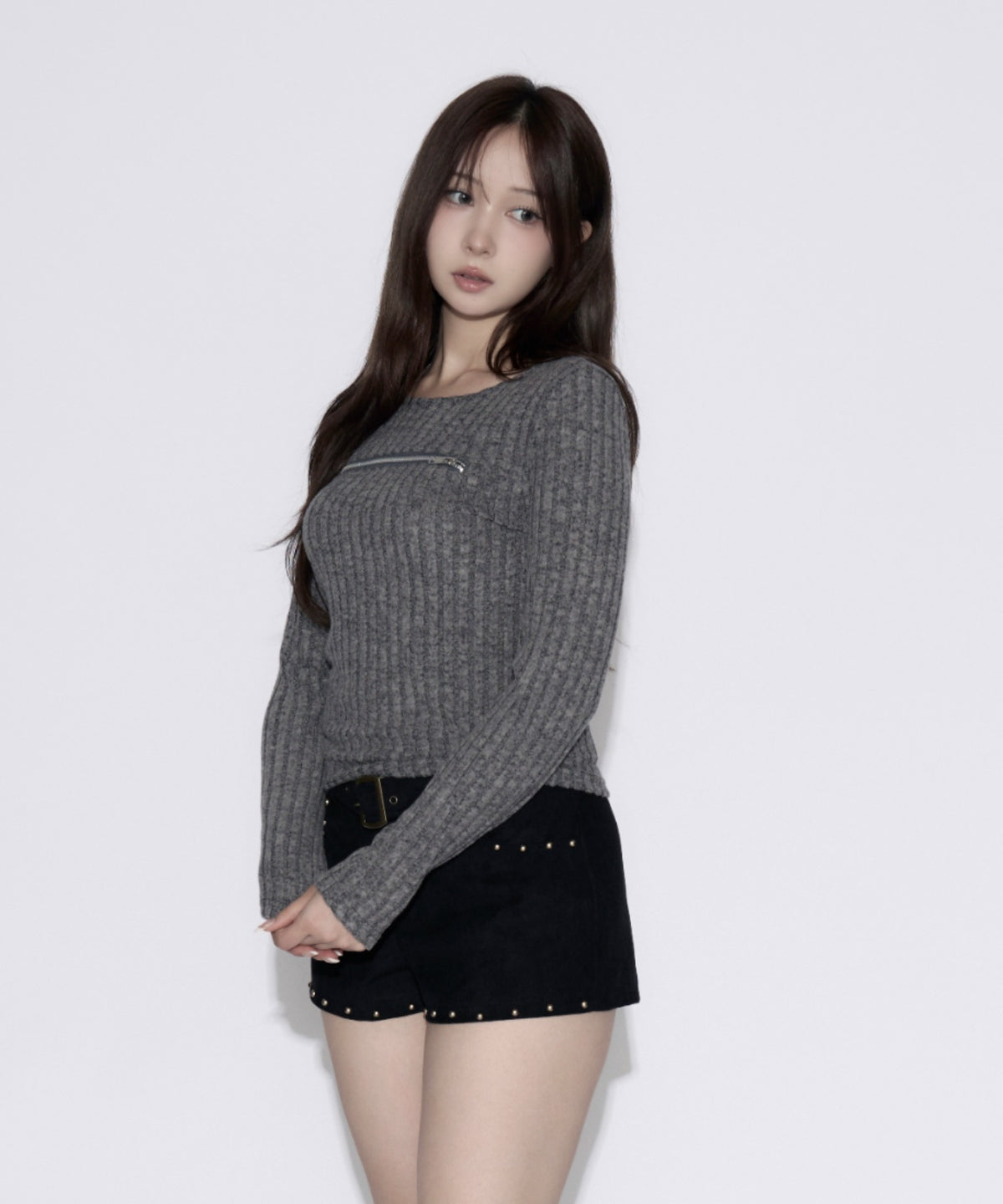 Open-Zip Short Knit / オープンジップショートニット