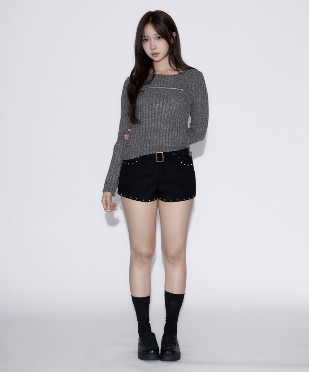 Open-Zip Short Knit / オープンジップショートニット