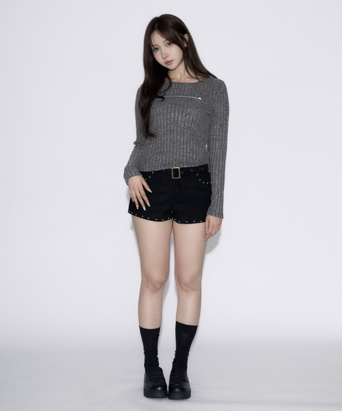 Open-Zip Short Knit / オープンジップショートニット