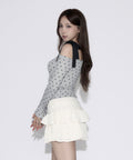 One-shoulder Ribbon Dot Tops / ワンショルダーリボンドットトップス