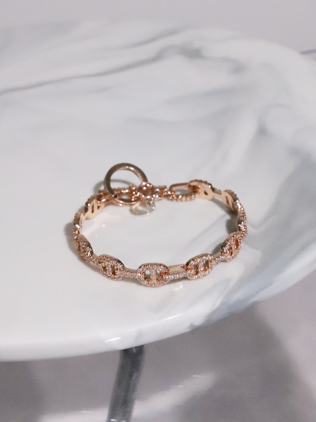 Rhinestone Bracelet(Pink Gold)