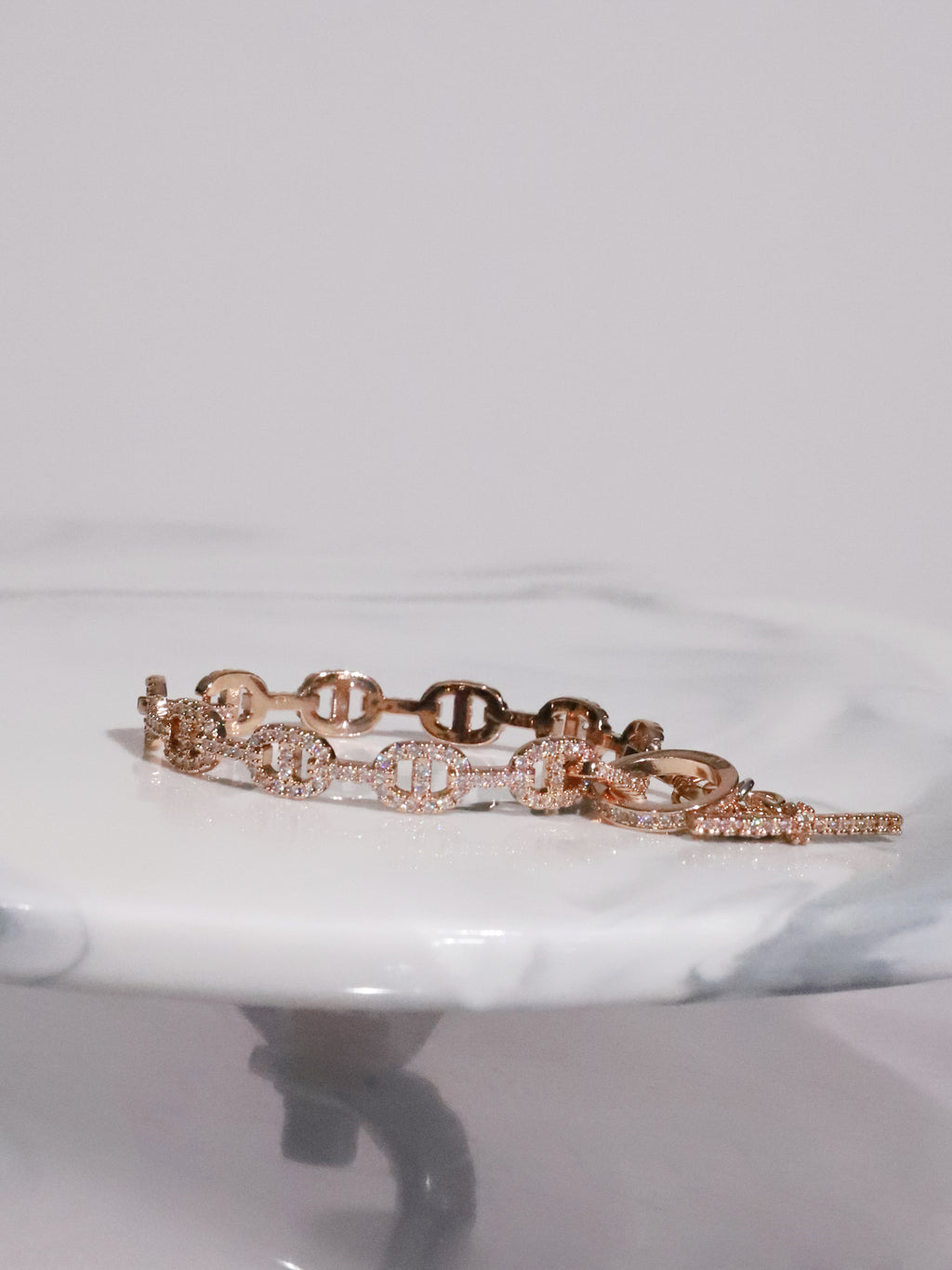 Rhinestone Bracelet(Pink Gold)