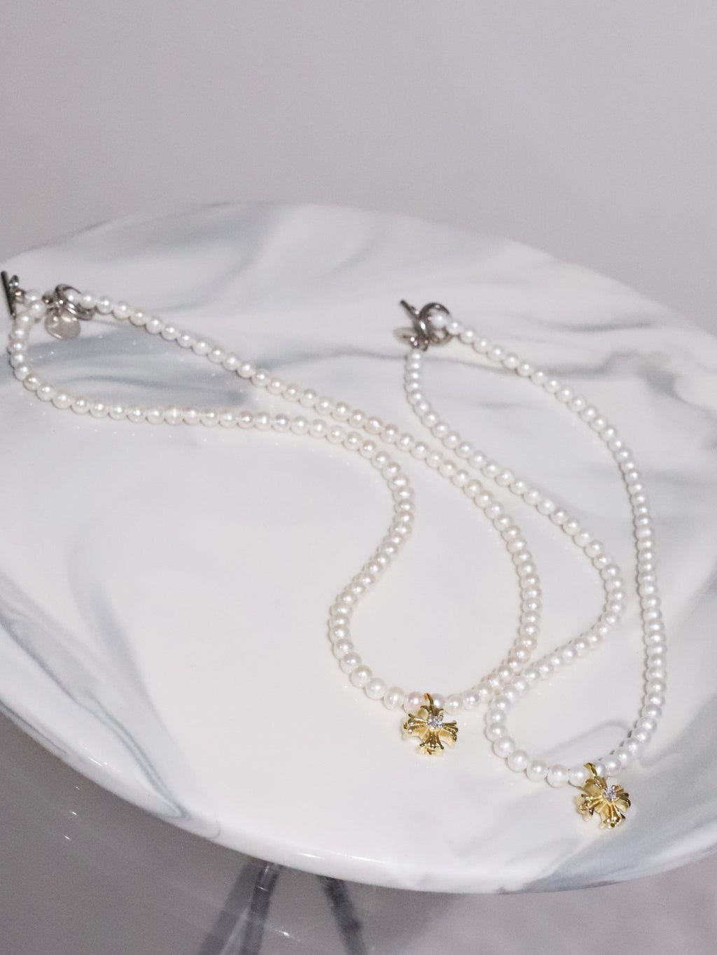 Cross Pearl Necklace(SILVER)(4.5mm~5mm)