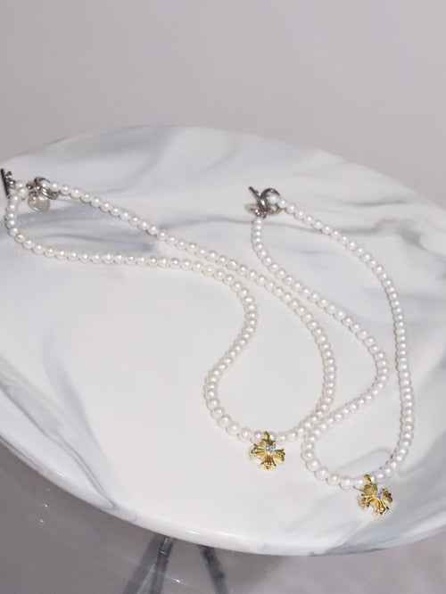 Cross Pearl Necklace(GOLD)(4.5mm~5mm)