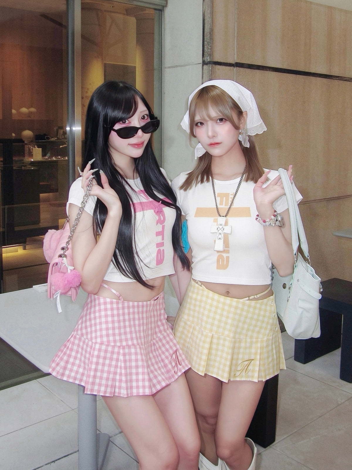【8iuxu_× tinkerend】Gingham Pleats Mini Skort / ギンガムチェックプリーツミニスカパン