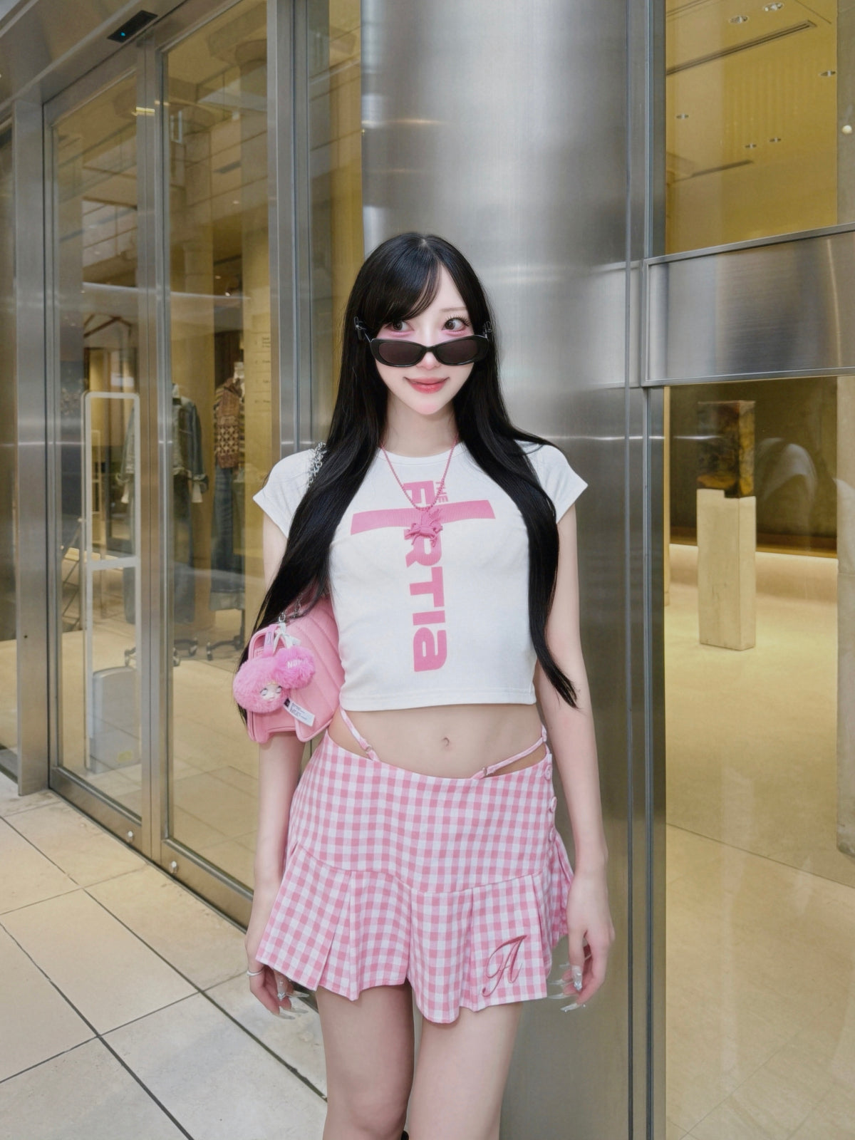 【8iuxu_× tinkerend】Gingham Pleats Mini Skort / ギンガムチェックプリーツミニスカパン