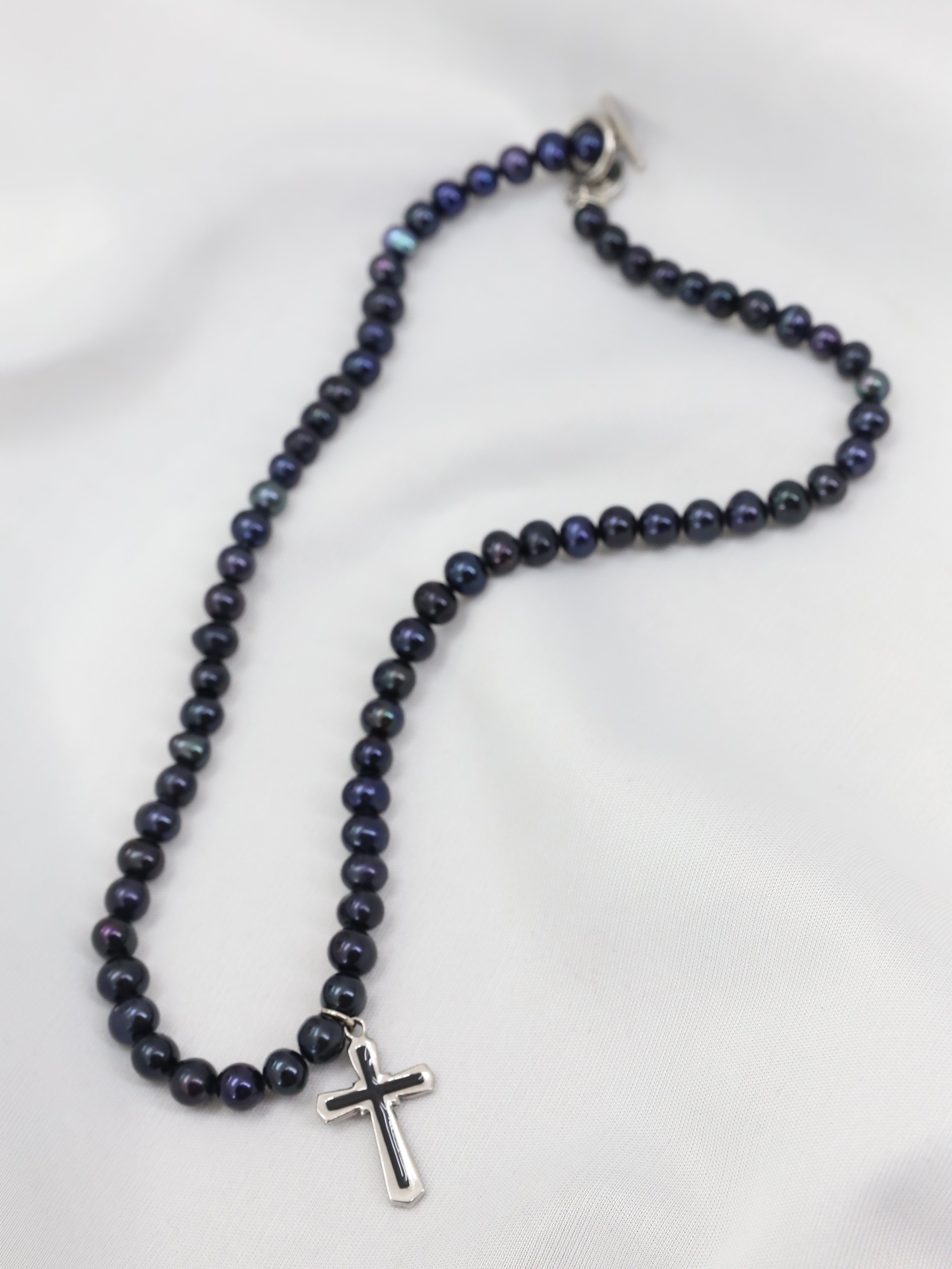 Cross Pearl Necress(BLACK)