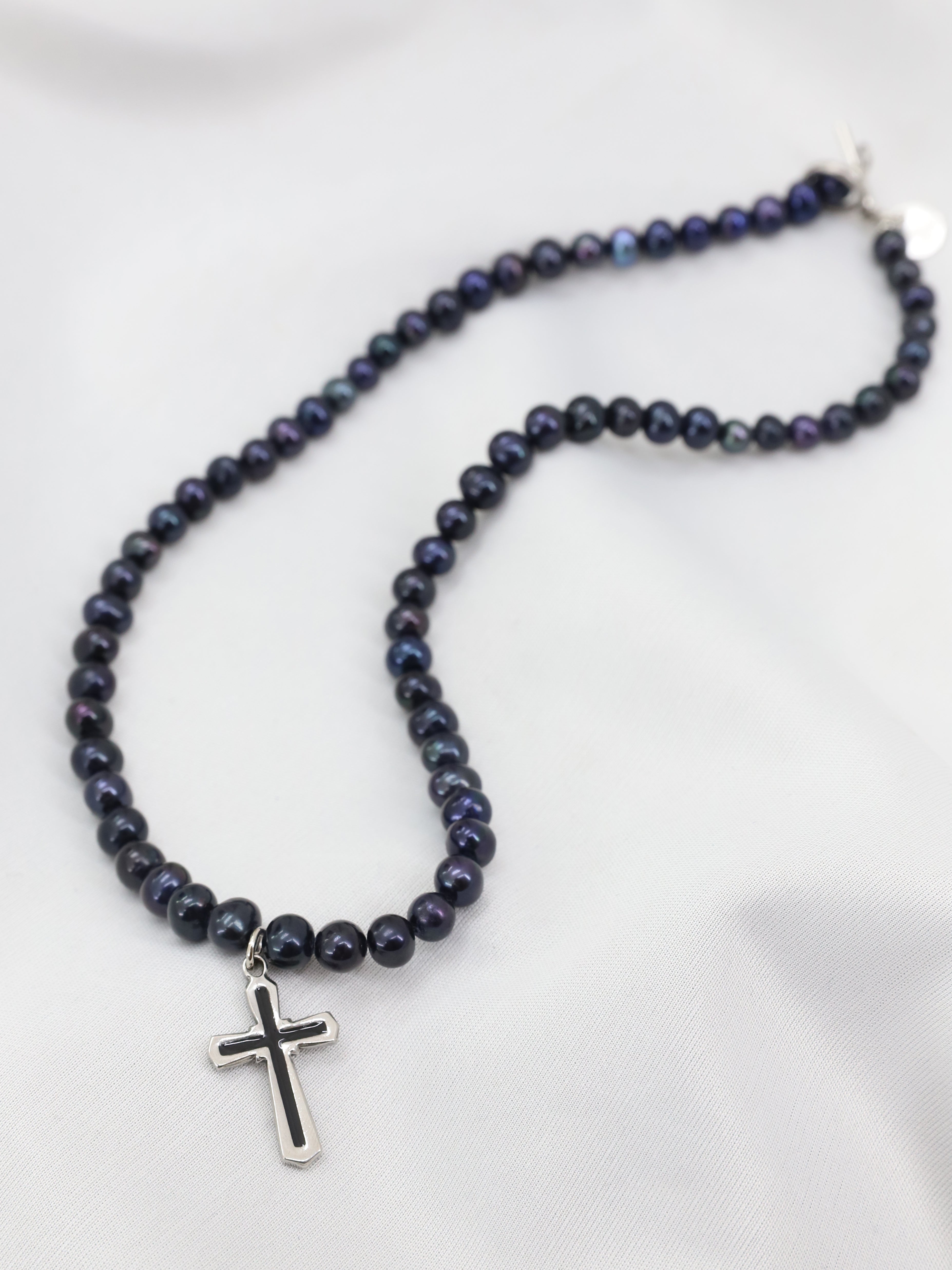 Cross Pearl Necress(BLACK)