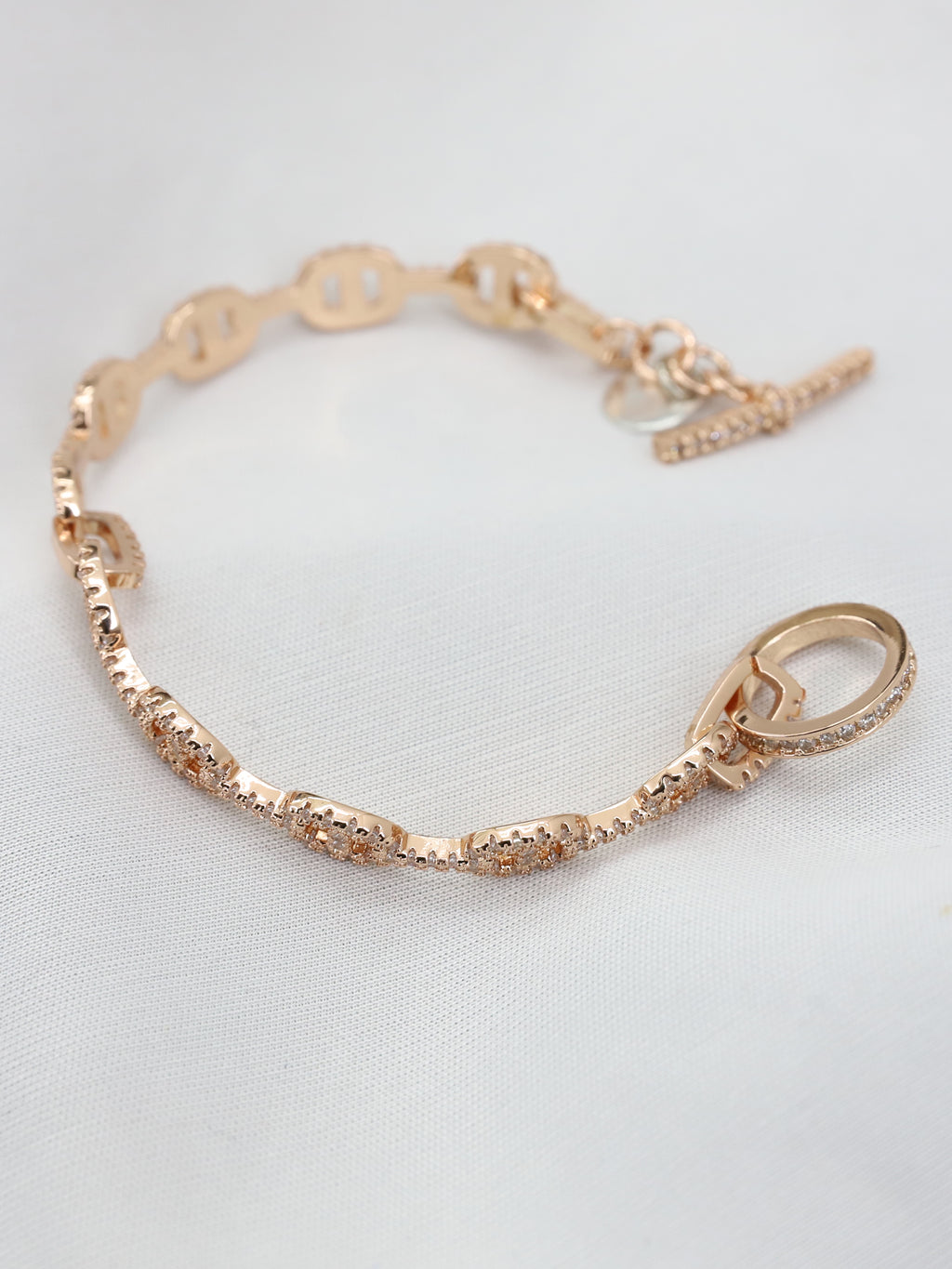 Rhinestone Bracelet(Pink Gold)
