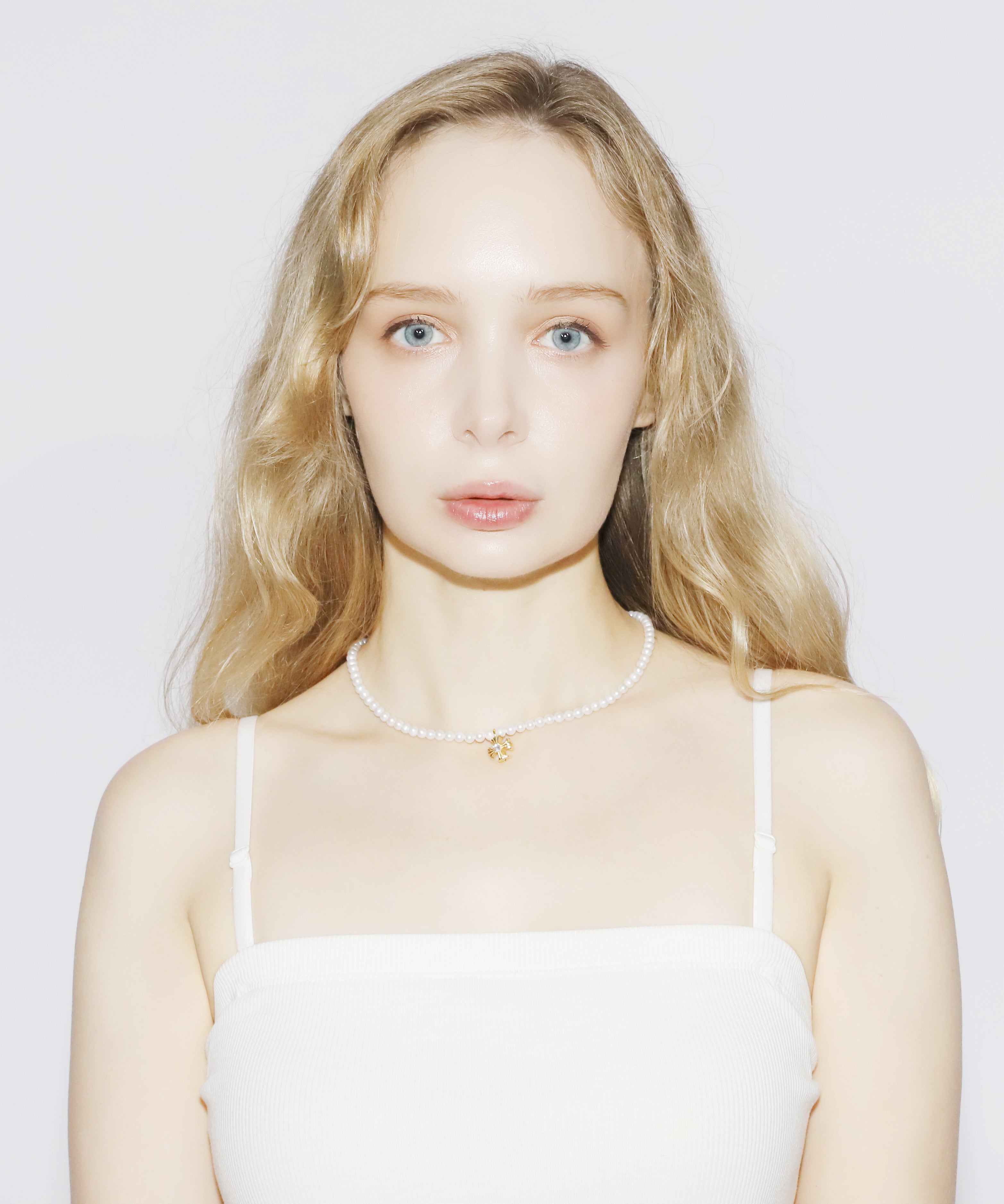Cross Pearl Necklace(GOLD)(4.5mm~5mm)