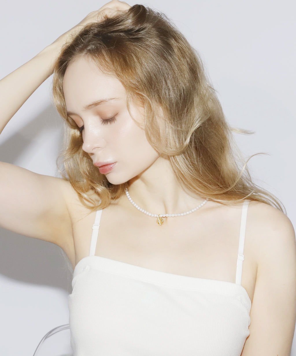 Cross Pearl Necklace(GOLD)(4.5mm~5mm)