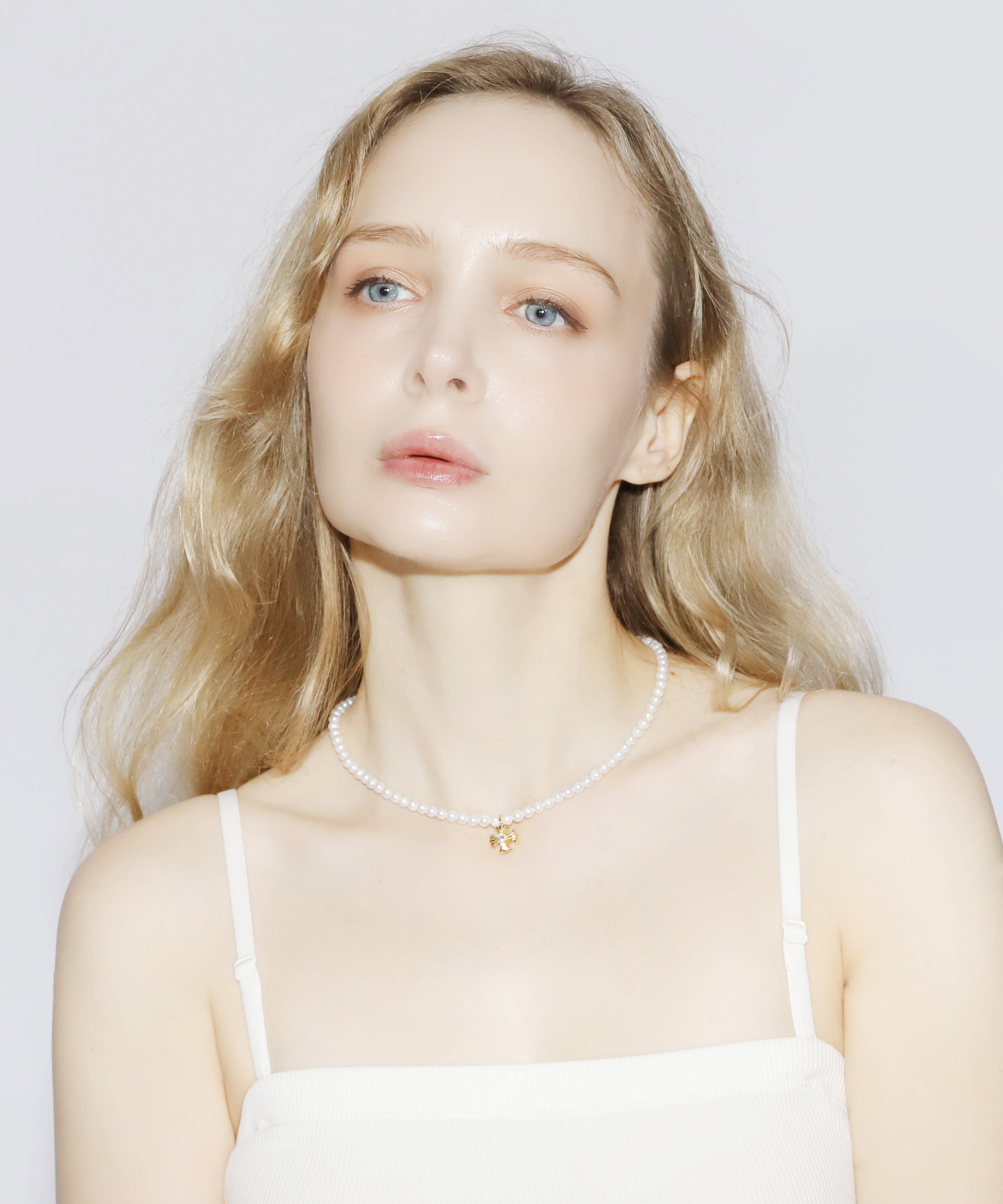 Cross Pearl Necklace(GOLD)(4.5mm~5mm)
