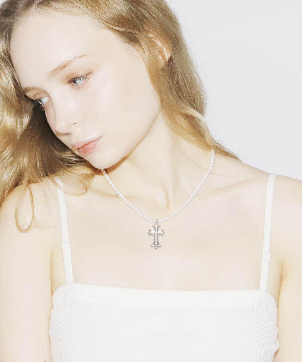 Cross Pearl Necklace