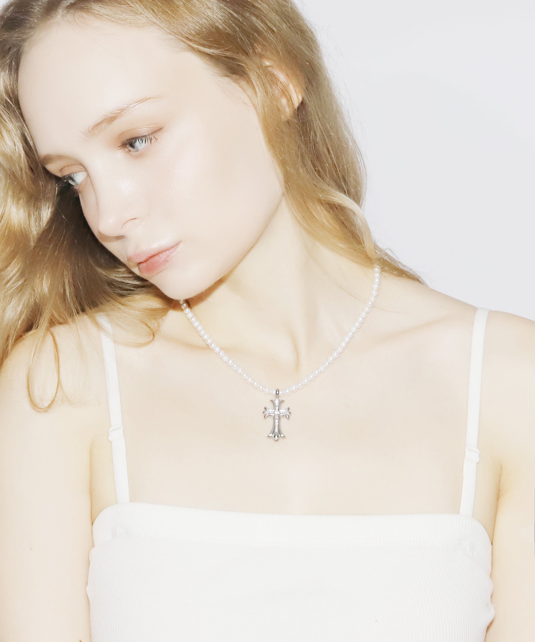 Cross Pearl Necklace