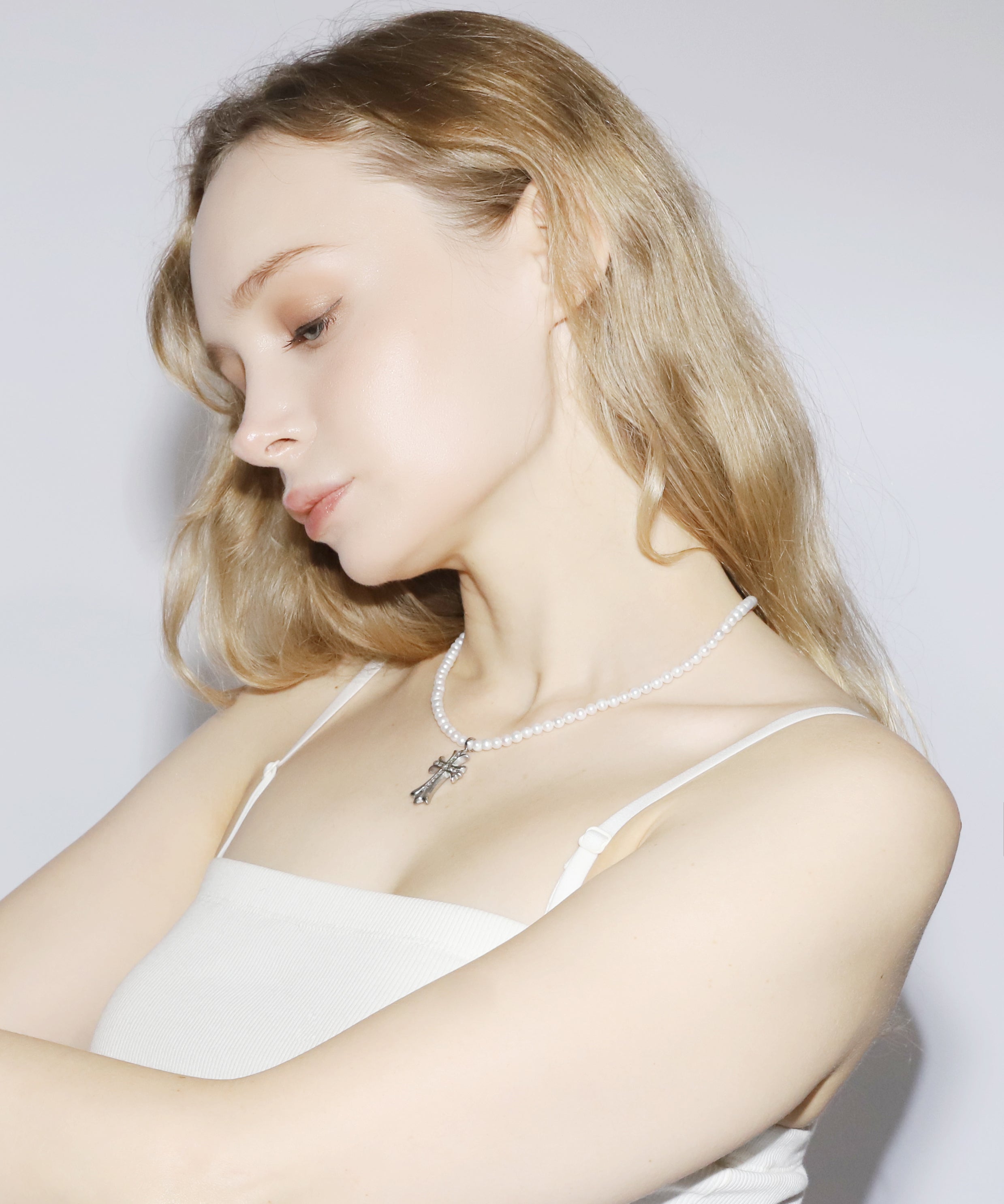 Cross Pearl Necklace
