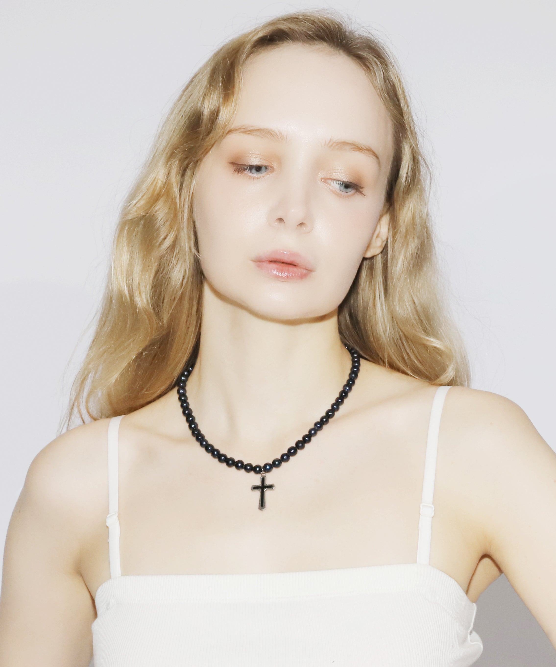Cross Pearl Necress(BLACK)