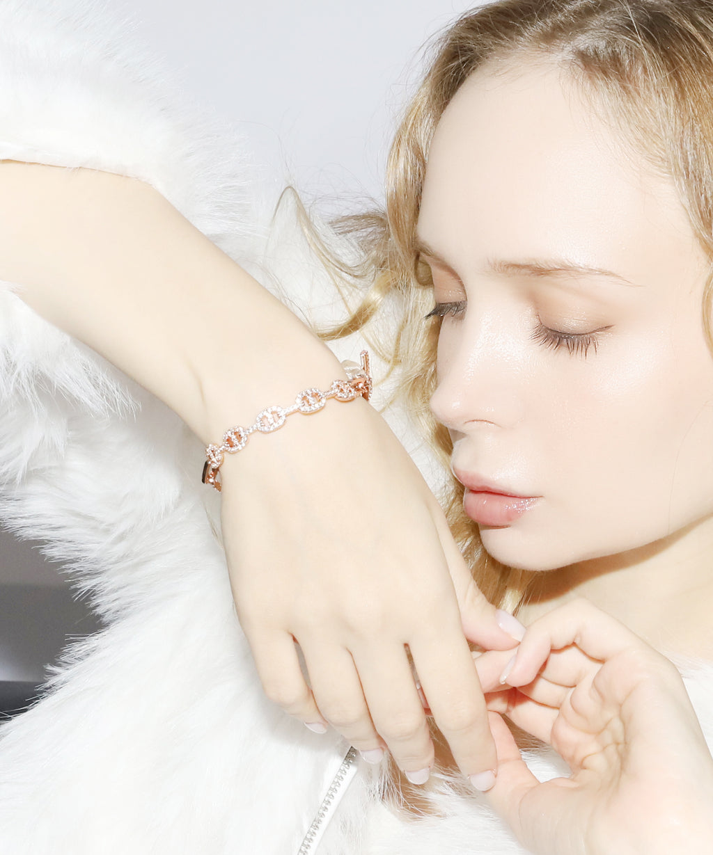 Rhinestone Bracelet(Pink Gold)