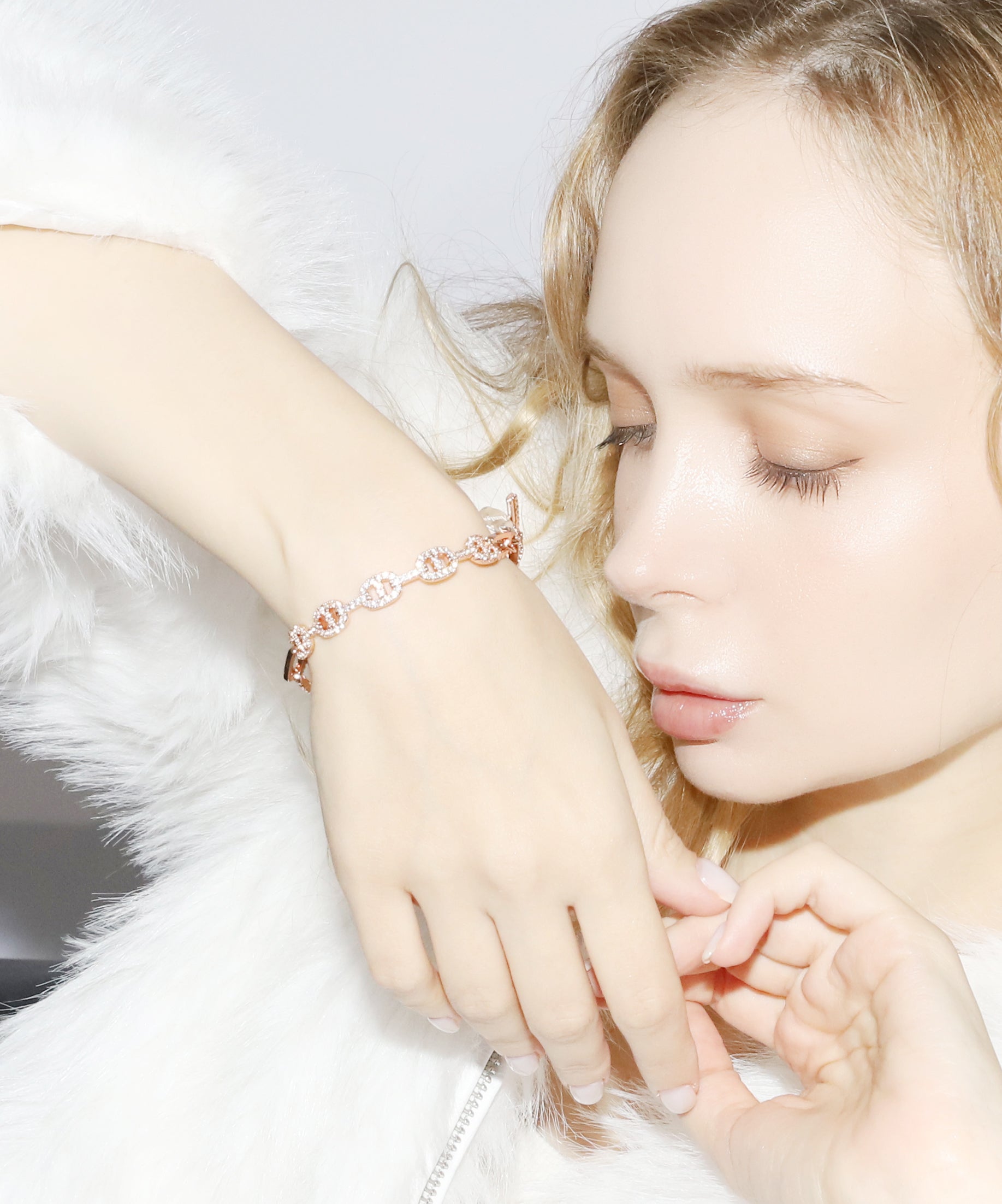 Rhinestone Bracelet(Pink Gold)