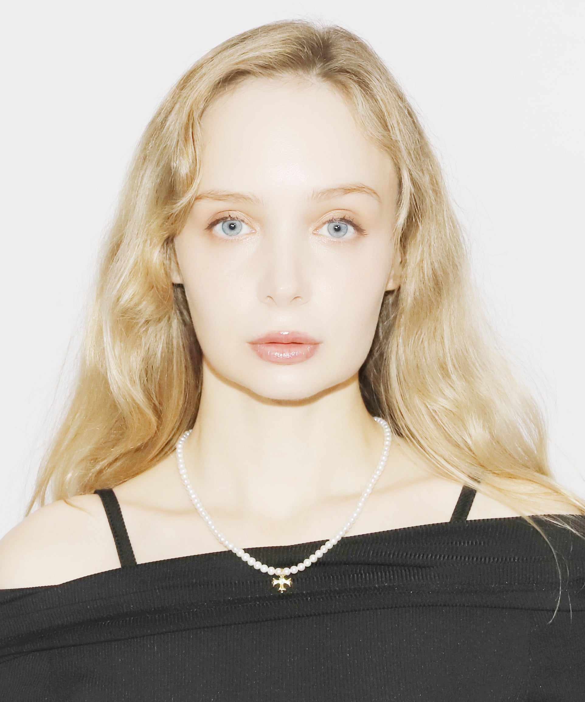 Cross Pearl Necklace(GOLD)(6mm~7mm)