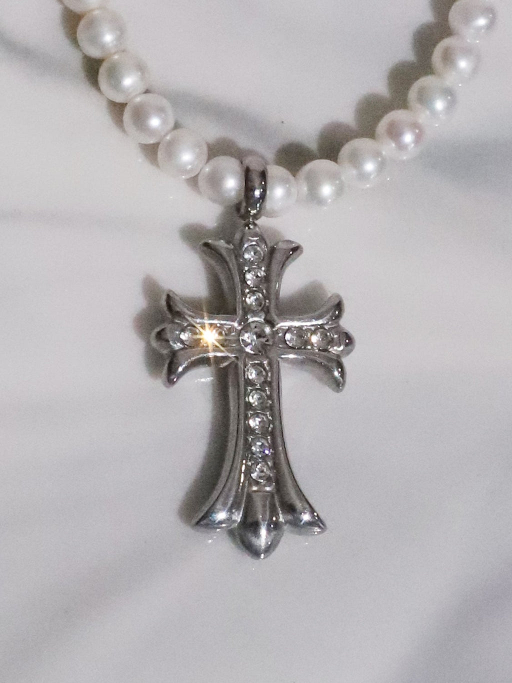 Cross Pearl Necklace