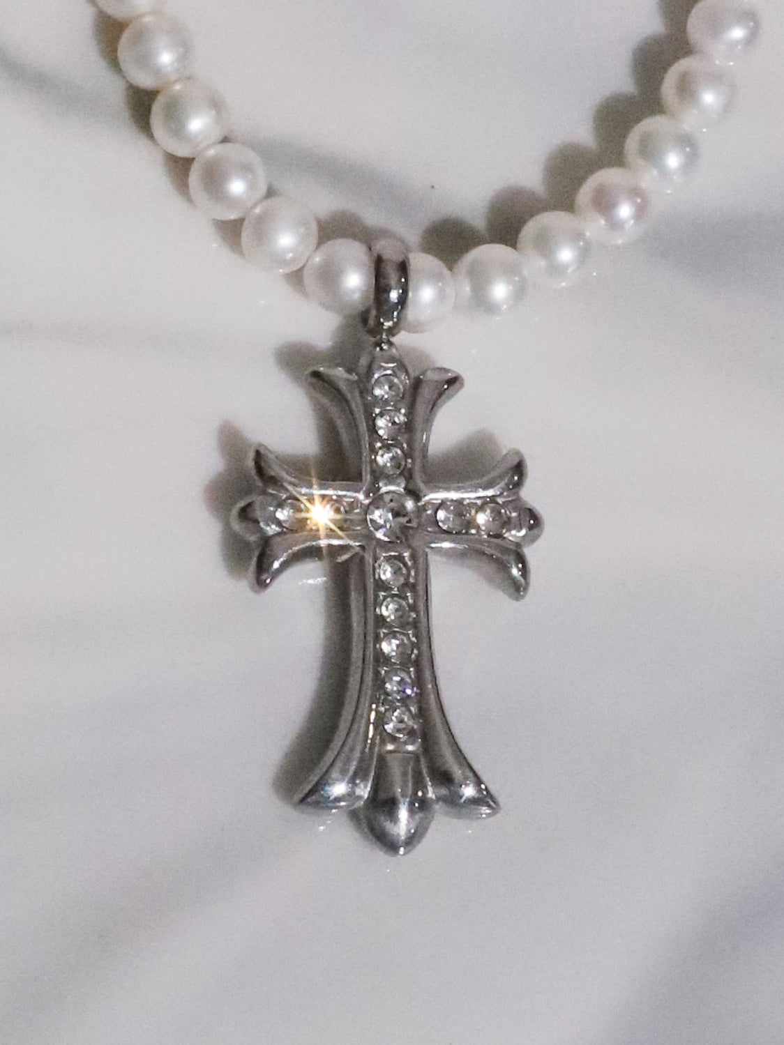 Cross Pearl Necklace