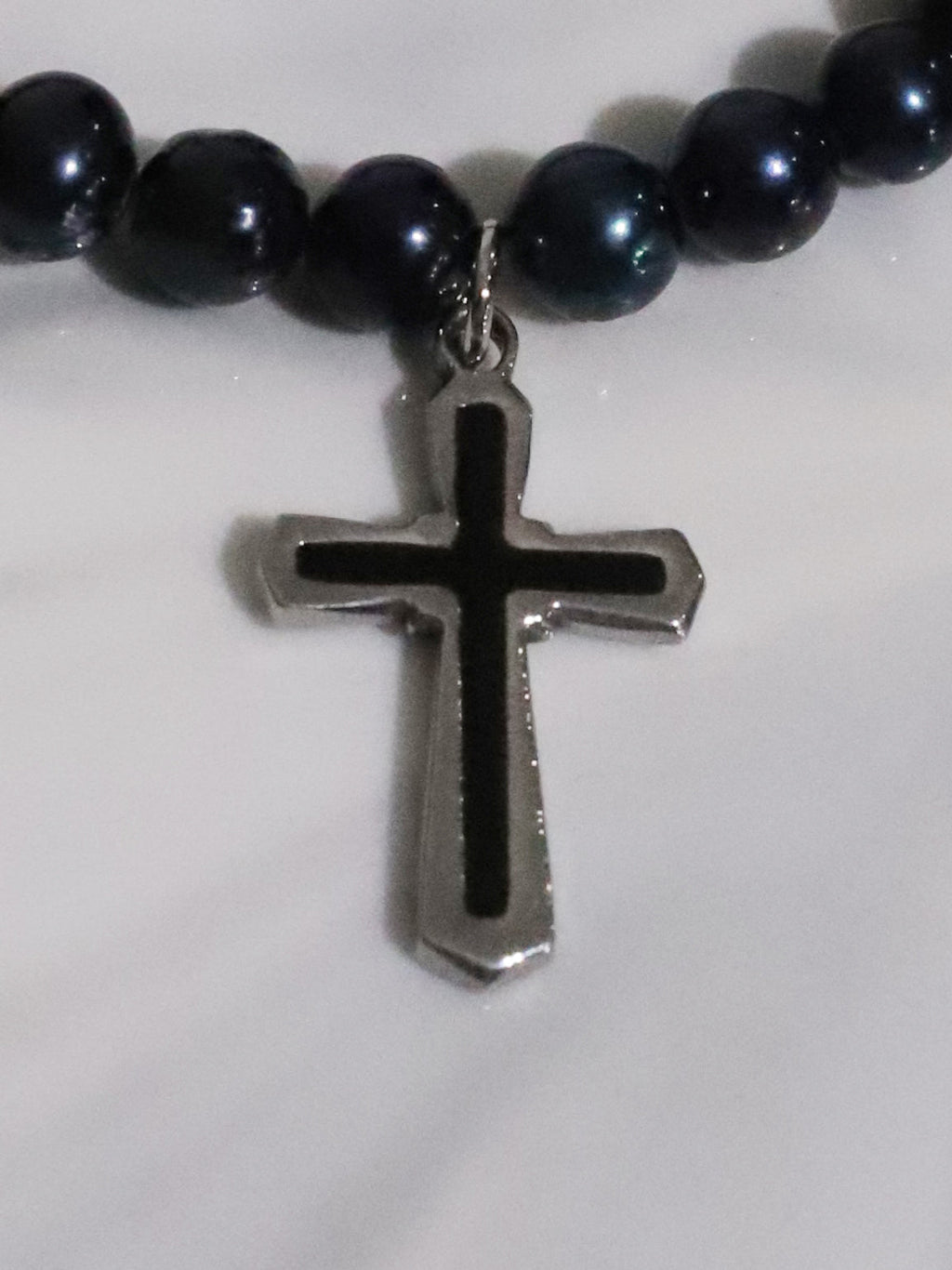 Cross Pearl Necress(BLACK)