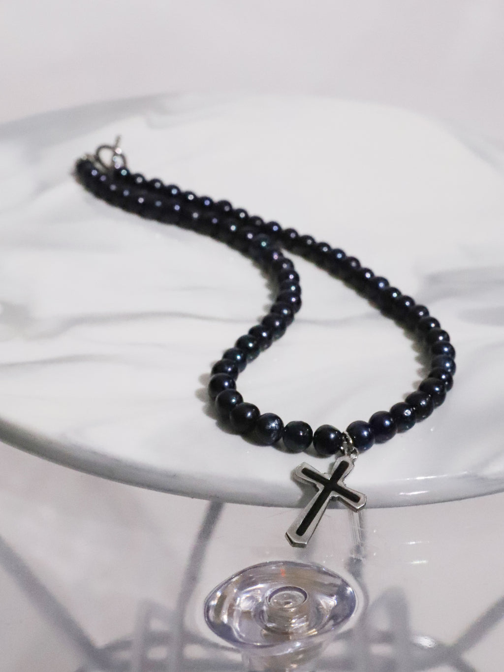 Cross Pearl Necress(BLACK)