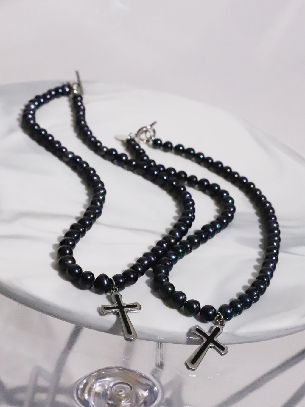 Cross Pearl Necress(BLACK)